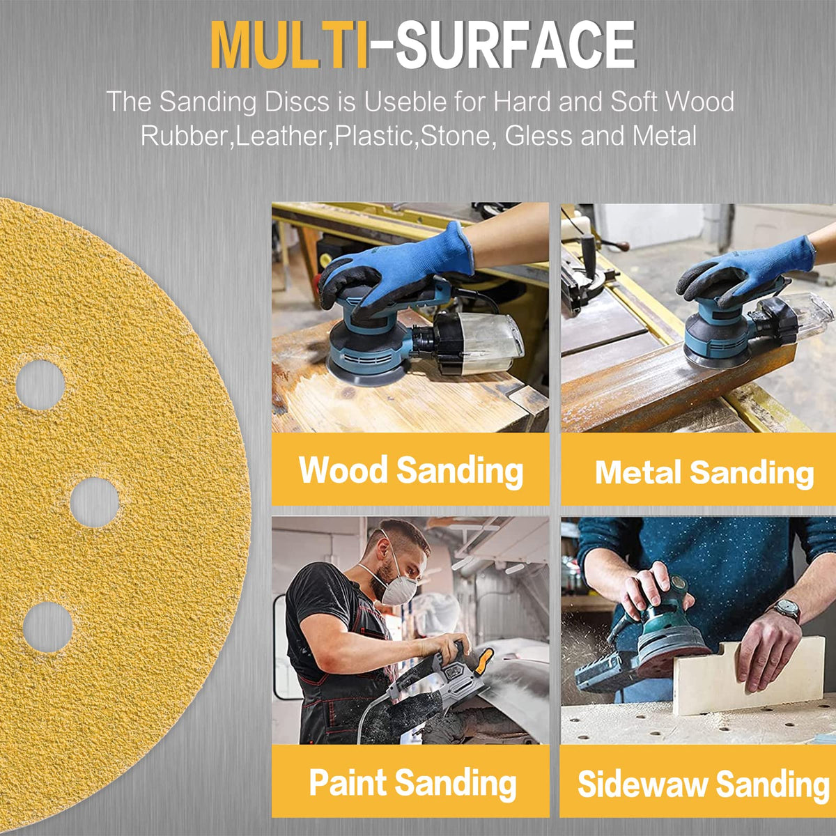 POTUINOM discs used on multiple materials for broad sanding capability