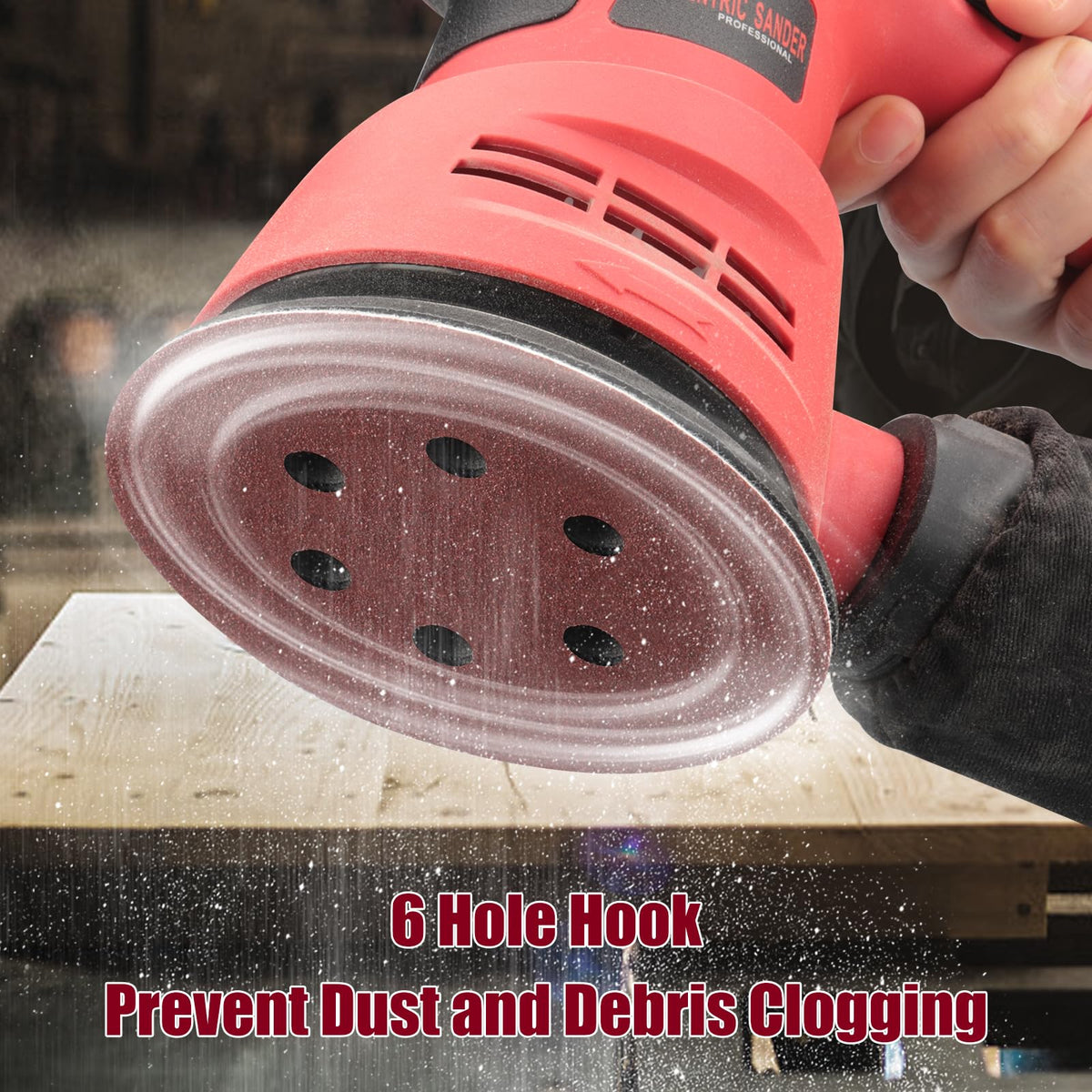 POTUINOM sanding disc compatible with most 6-inch orbital sanders.