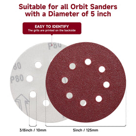 POTUINOM 5in sanding disc with strong hook-and-loop backing attached securely to a sander