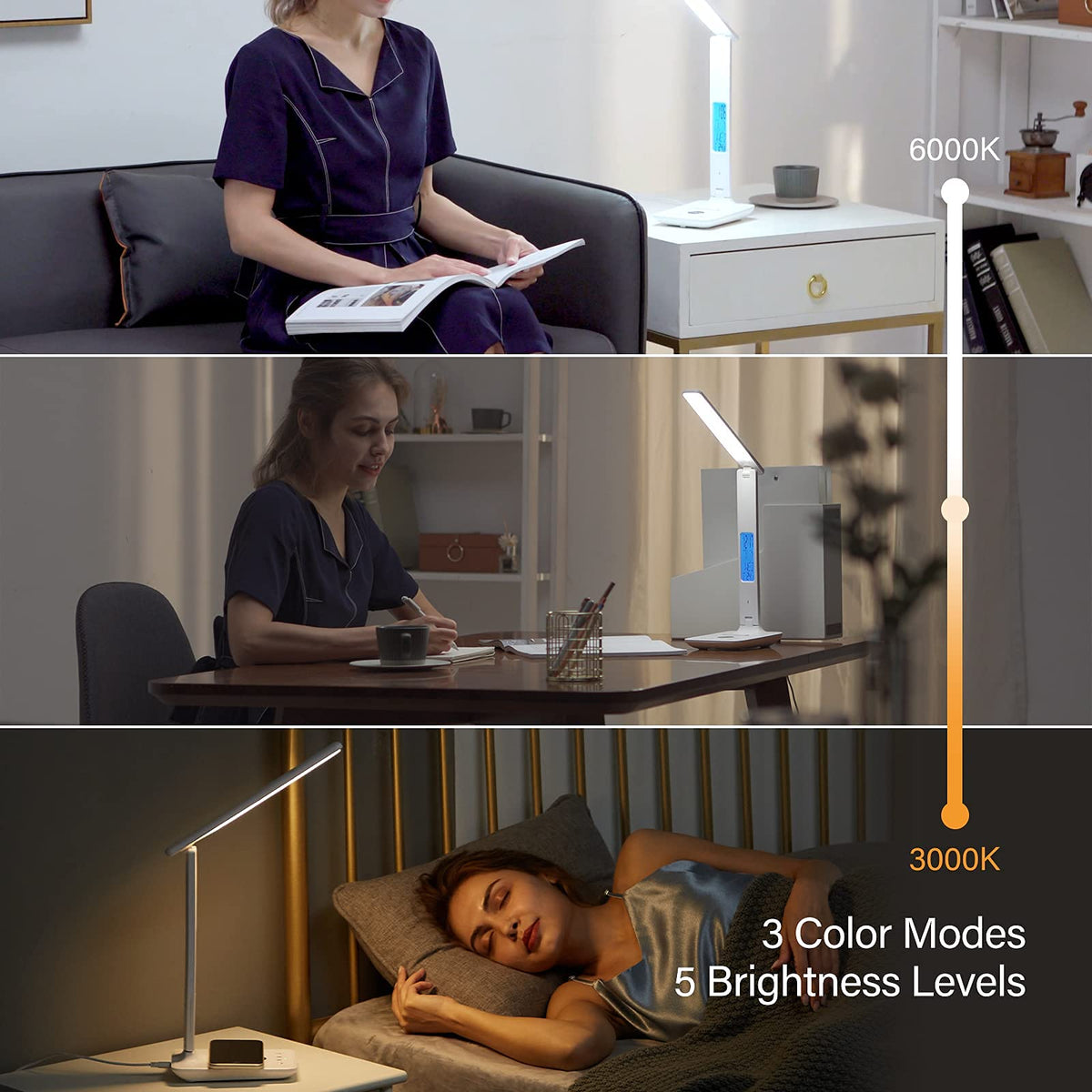 Poukaran lamp with anti-glare shade for comfortable lighting