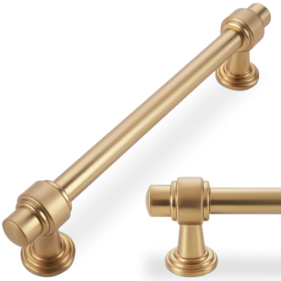 POVEFONK 5-inch cabinet pull in champagne bronze; luxurious, durable hardware.