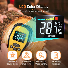 Povlen Masonry Moisture Meter flags moisture in concrete and plaster quickly.