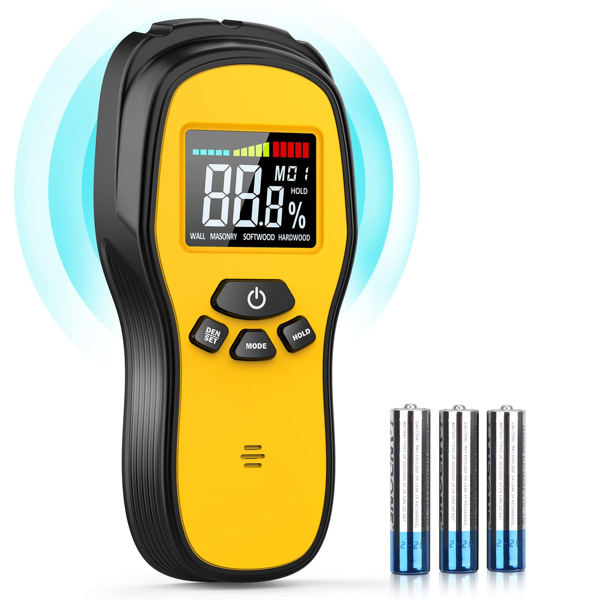 Povlen Pinless Moisture Meter LCD Display provides quick readings for wood and masonry.