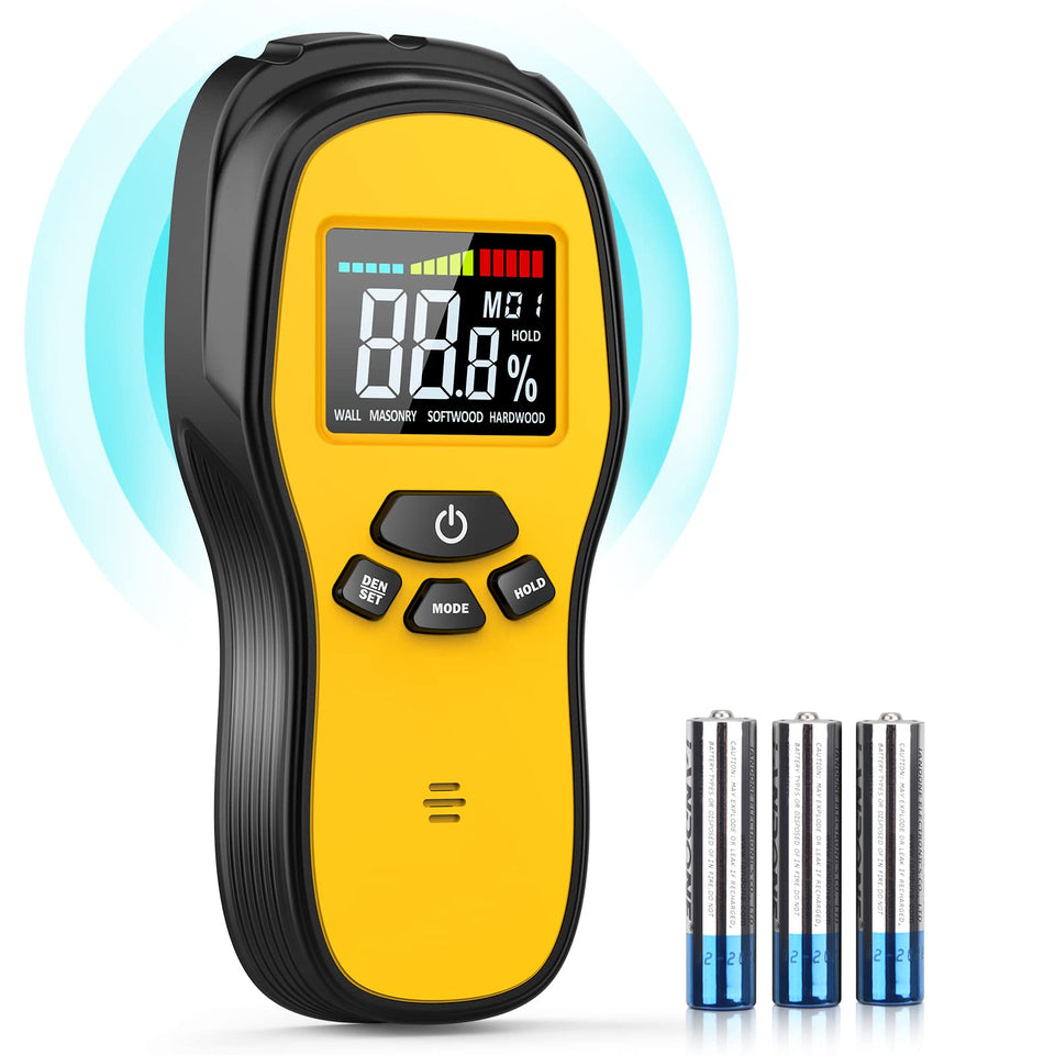 Povlen Pinless Moisture Meter LCD Display provides quick readings for wood and masonry.