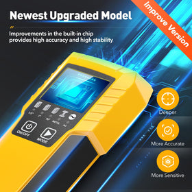 Povlen 5-in-1 wall scanner in operation on drywall with backlit display.