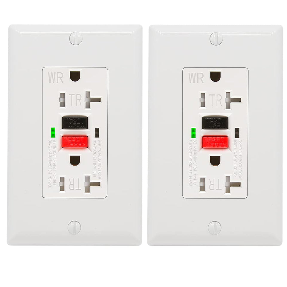 Powawini GFCI outlet front view with 20A design for safe power access.