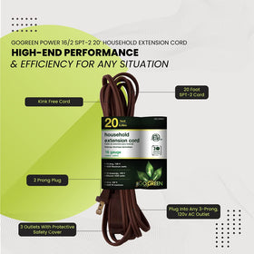 Power By GoGreen 16-gauge kink-free cord provides reliable insulation