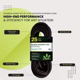 Power By GoGreen GG-13825BK 15-amp cord for powering tools and equipment
