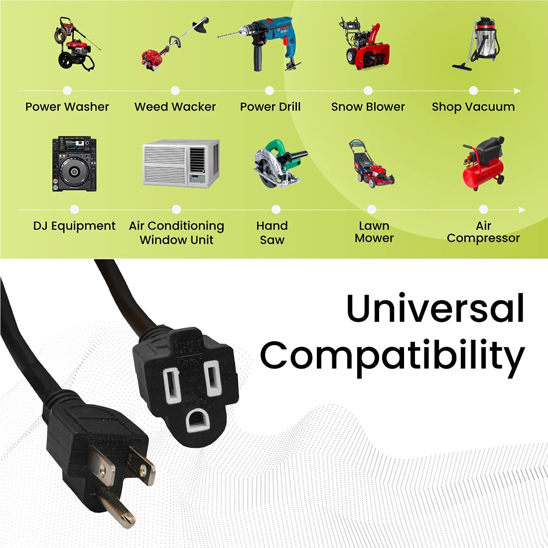 Power By GoGreen GG-13825BK sunlight-resistant extension cord for outdoor projects