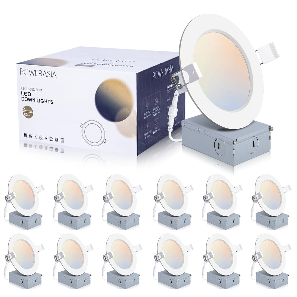 POWERASIA 4-inch recessed LED light with junction box for quick installation