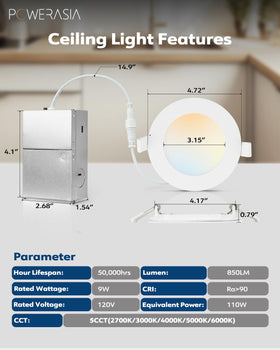POWERASIA 5CCT dimmable downlight for versatile ambiances 2700K–6000K