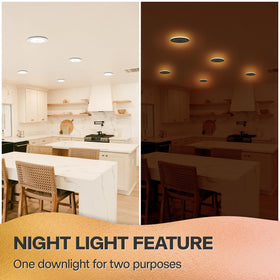 POWERASIA night-light feature adds amber 2000K glow for soothing evenings