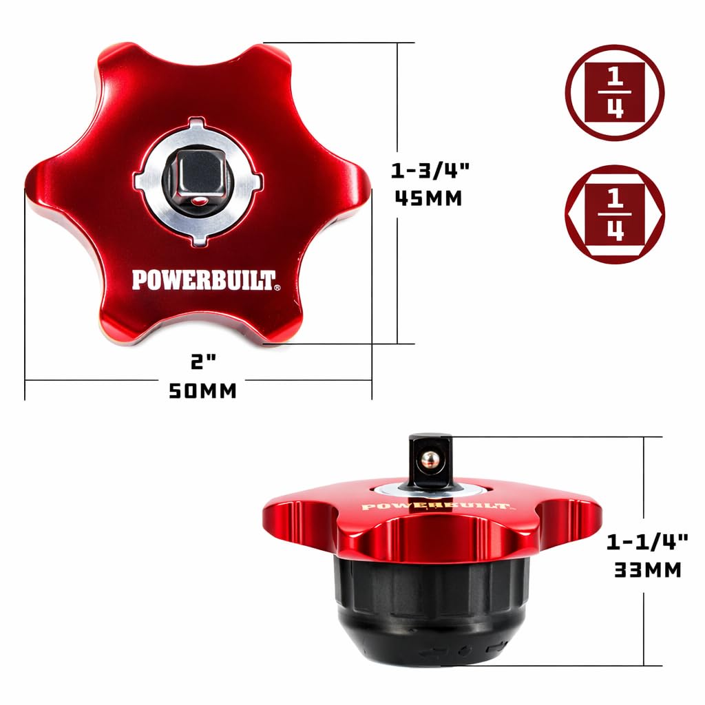 Powerbuilt 1/4-Inch Finger Ratchet thumb-spin head detail for precise control.