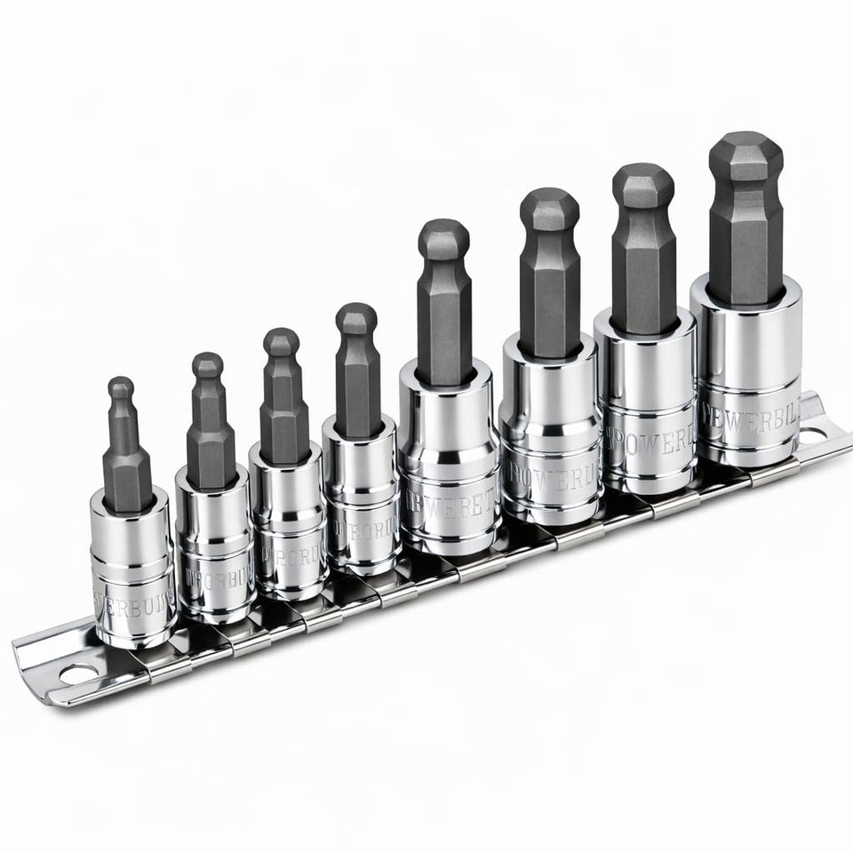 Powerbuilt 642403 ball-end sockets enabling angled access for tight spaces