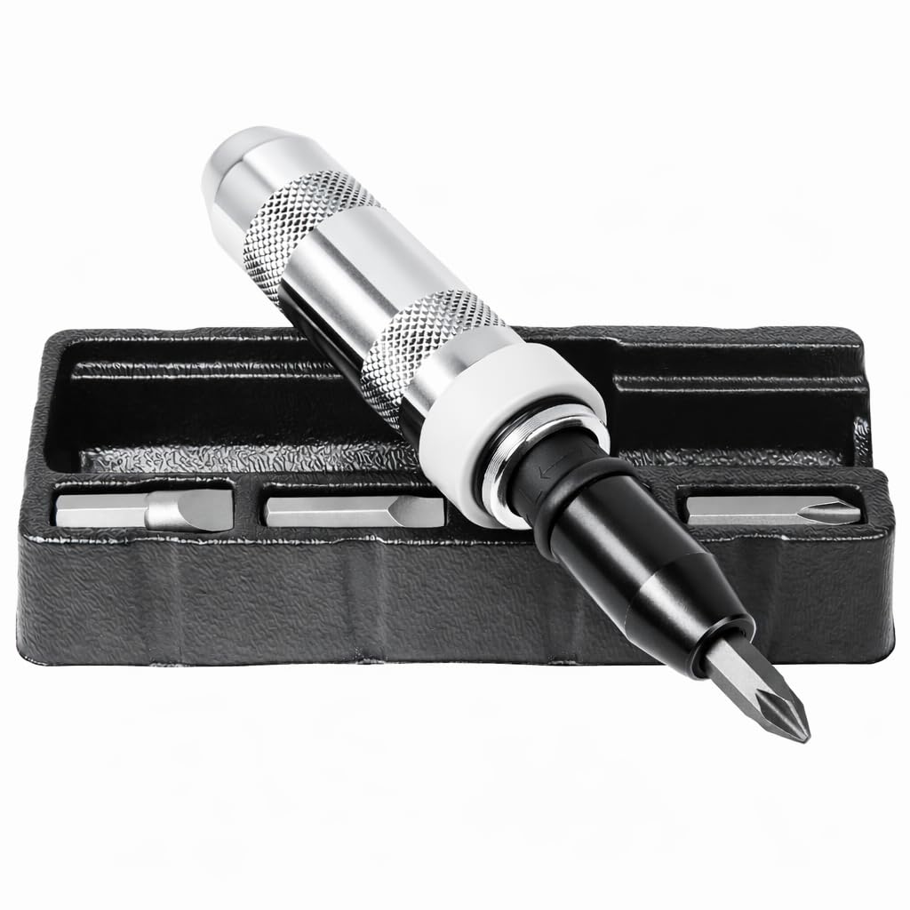 Powerbuilt 648002 drive impact driver with hammer-ready body for rusted fasteners.