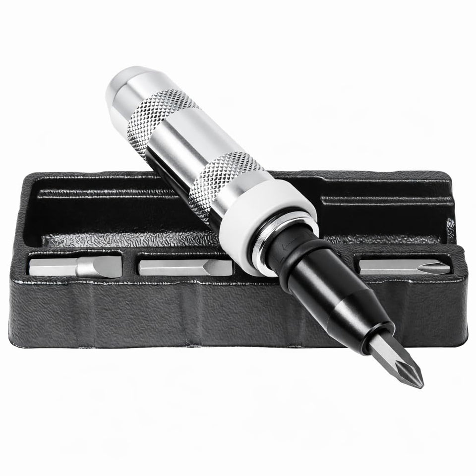 Powerbuilt 648002 drive impact driver with hammer-ready body for rusted fasteners.