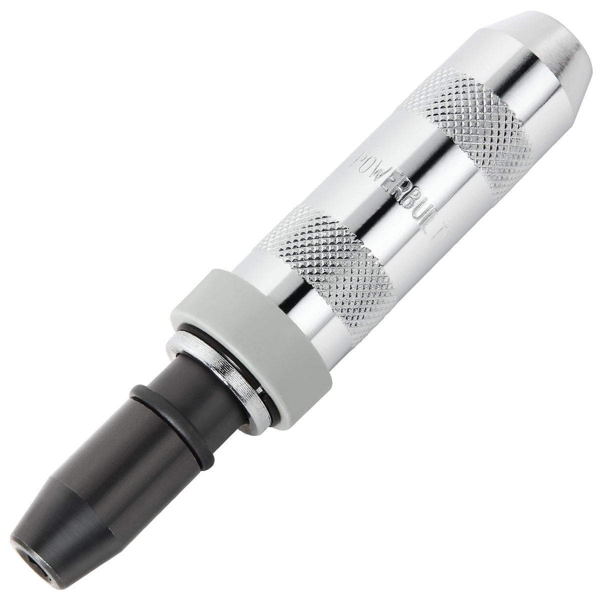 Powerbuilt chrome-plated knurled handle delivers secure grip and control.