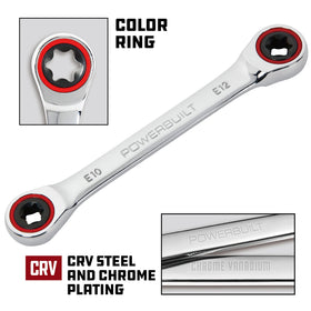 Powerbuilt E-Torx wrench 5-degree swing for easy access.