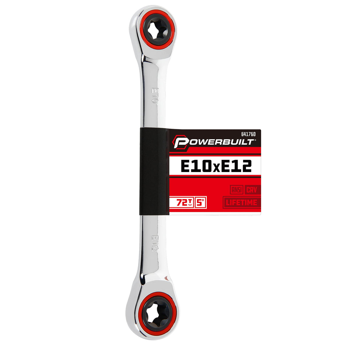Powerbuilt E-Torx wrench ergonomic grip reduces fatigue during use.