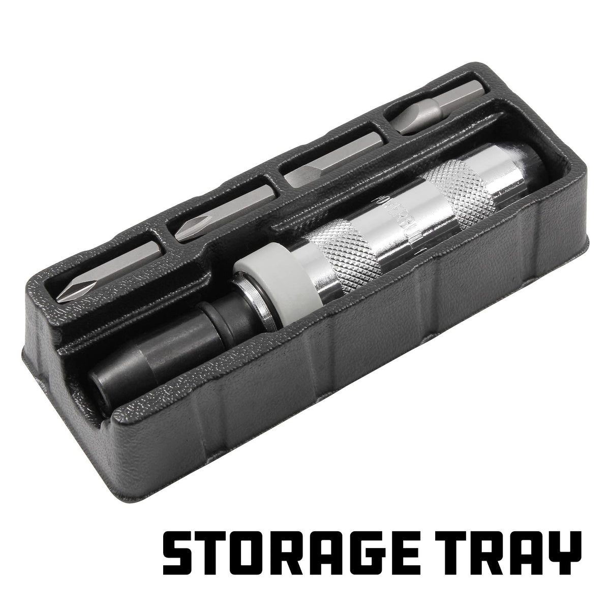 Powerbuilt tool helps loosen frozen fasteners with precise hammer strikes.
