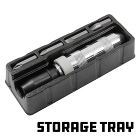 Powerbuilt tool helps loosen frozen fasteners with precise hammer strikes.