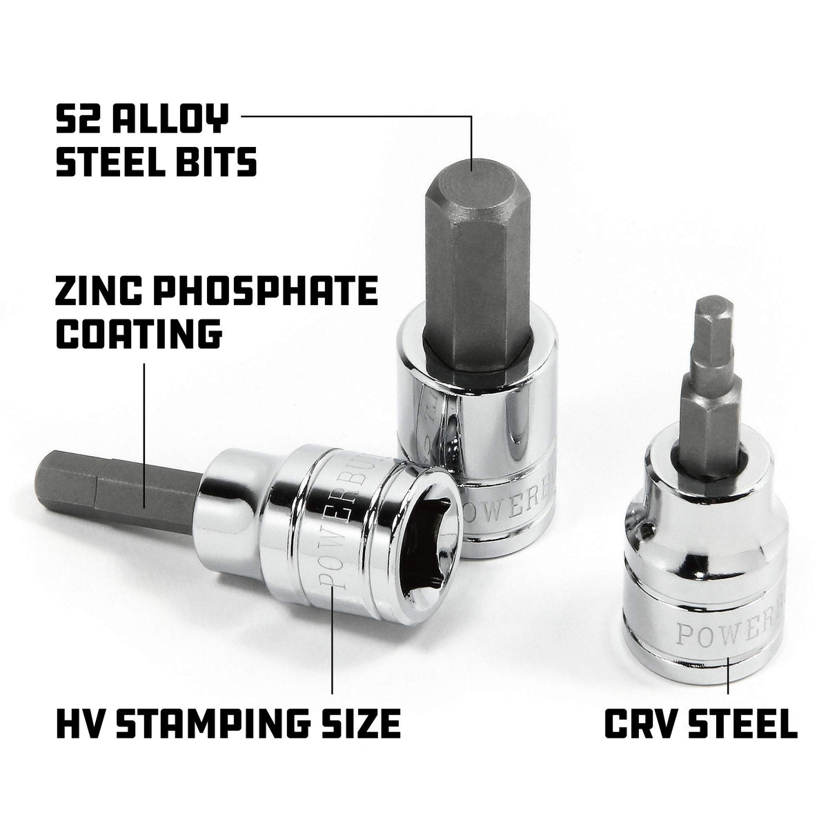Powerbuilt 10mm hex bit socket close-up with durable finish