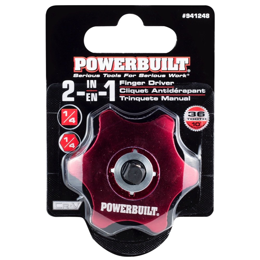 Powerbuilt stubby profile reaches into confined spaces during repairs.