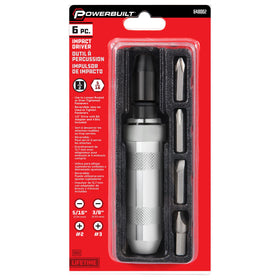 Powerbuilt set includes two Phillips and two slotted bits for projects.