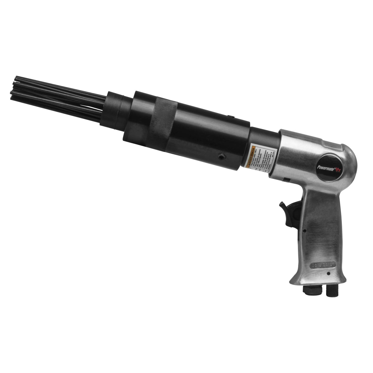 Powermate VX 024-0299CT with 19 needles for rust and paint removal on metal surfaces.