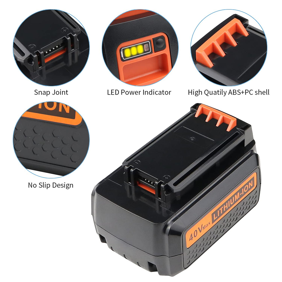 Powerost LBX2040 label highlights 40V and 3.0Ah capacity.