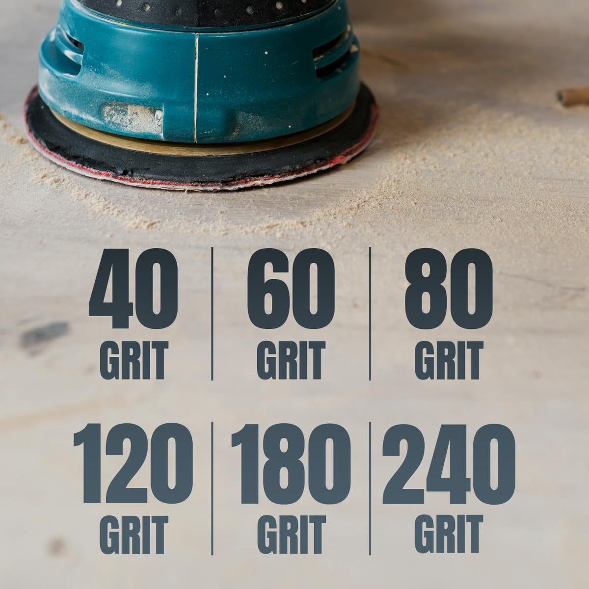 POWERTEC 12-inch PSA sanding disc compatible with random orbital and DA sanders.