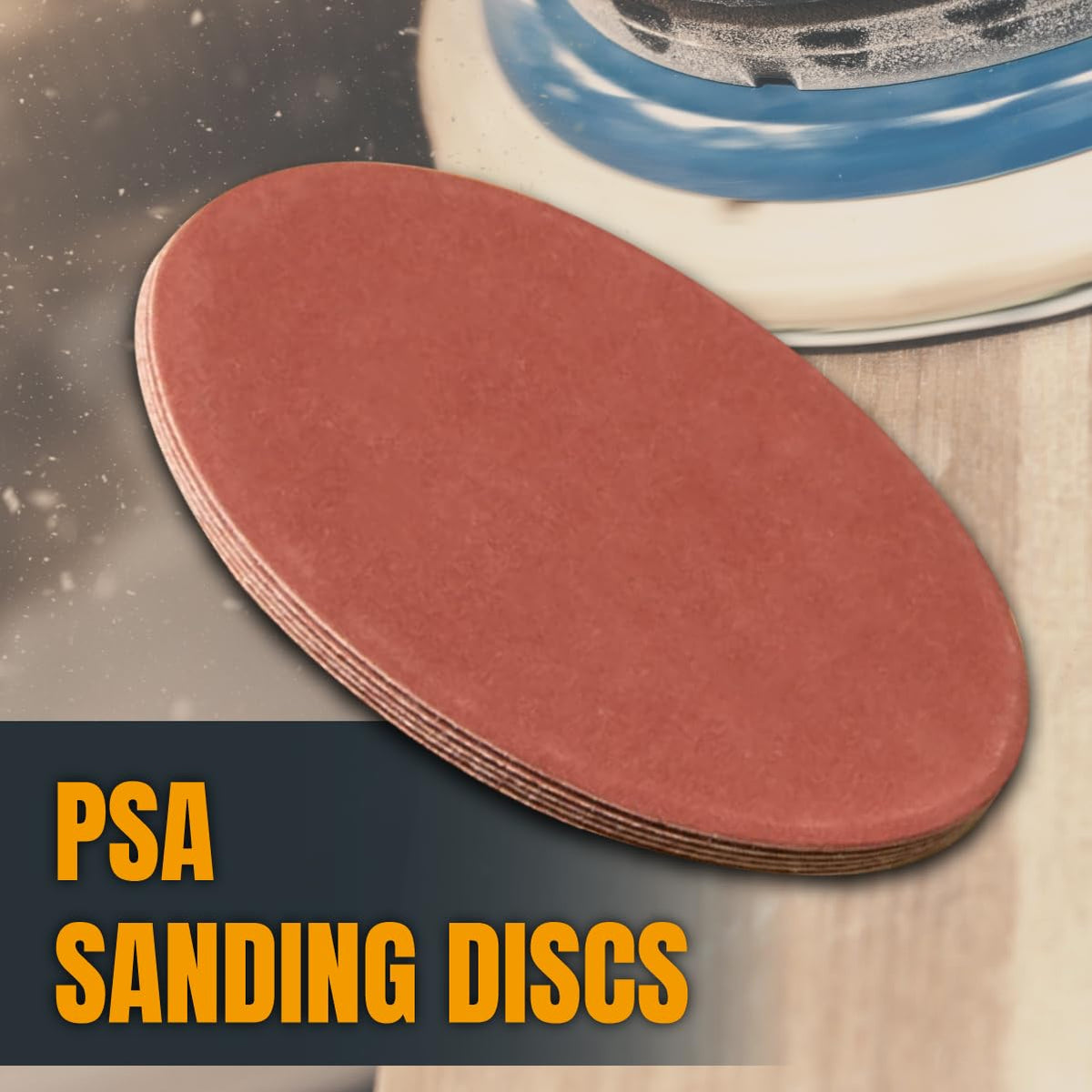 POWERTEC adhesive-backed aluminum oxide disc stays secure during long sanding sessions.