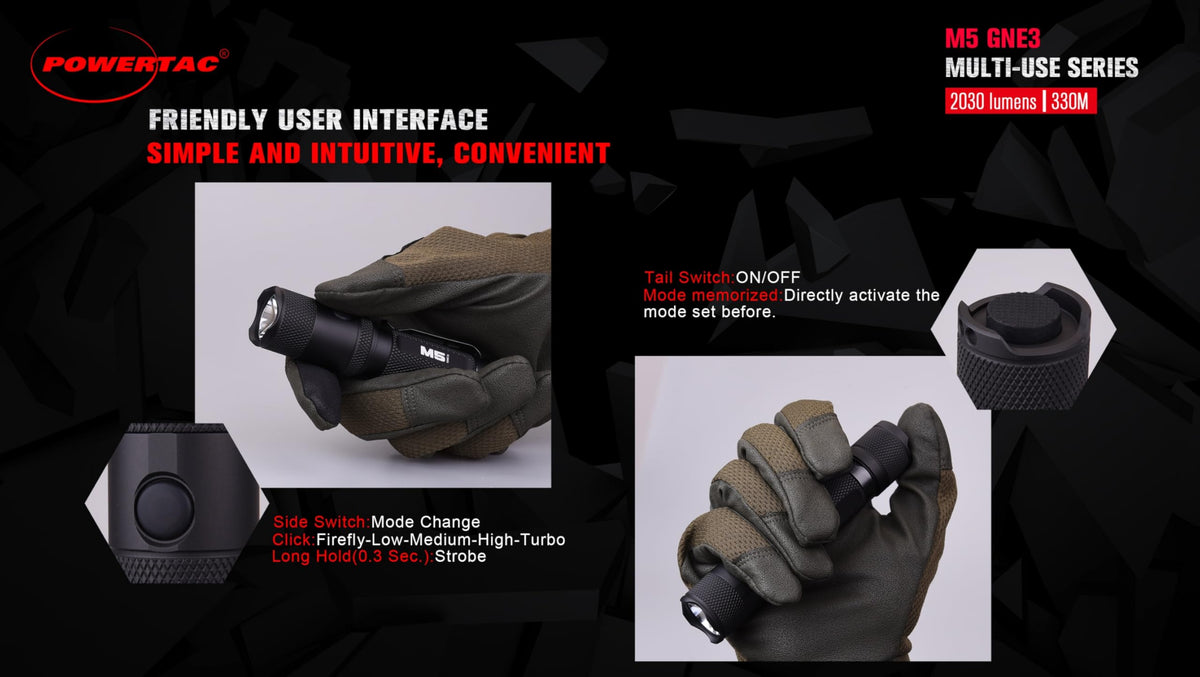 PowerTac M5-G3 tail-switch for momentary activation