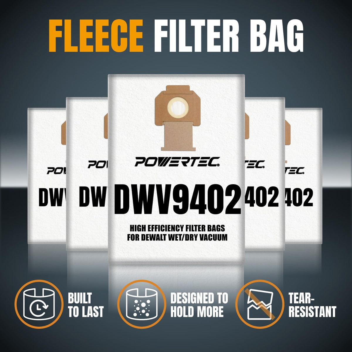 POWERTEC 5-pack box displays value and ready-to-use filtration solution.
