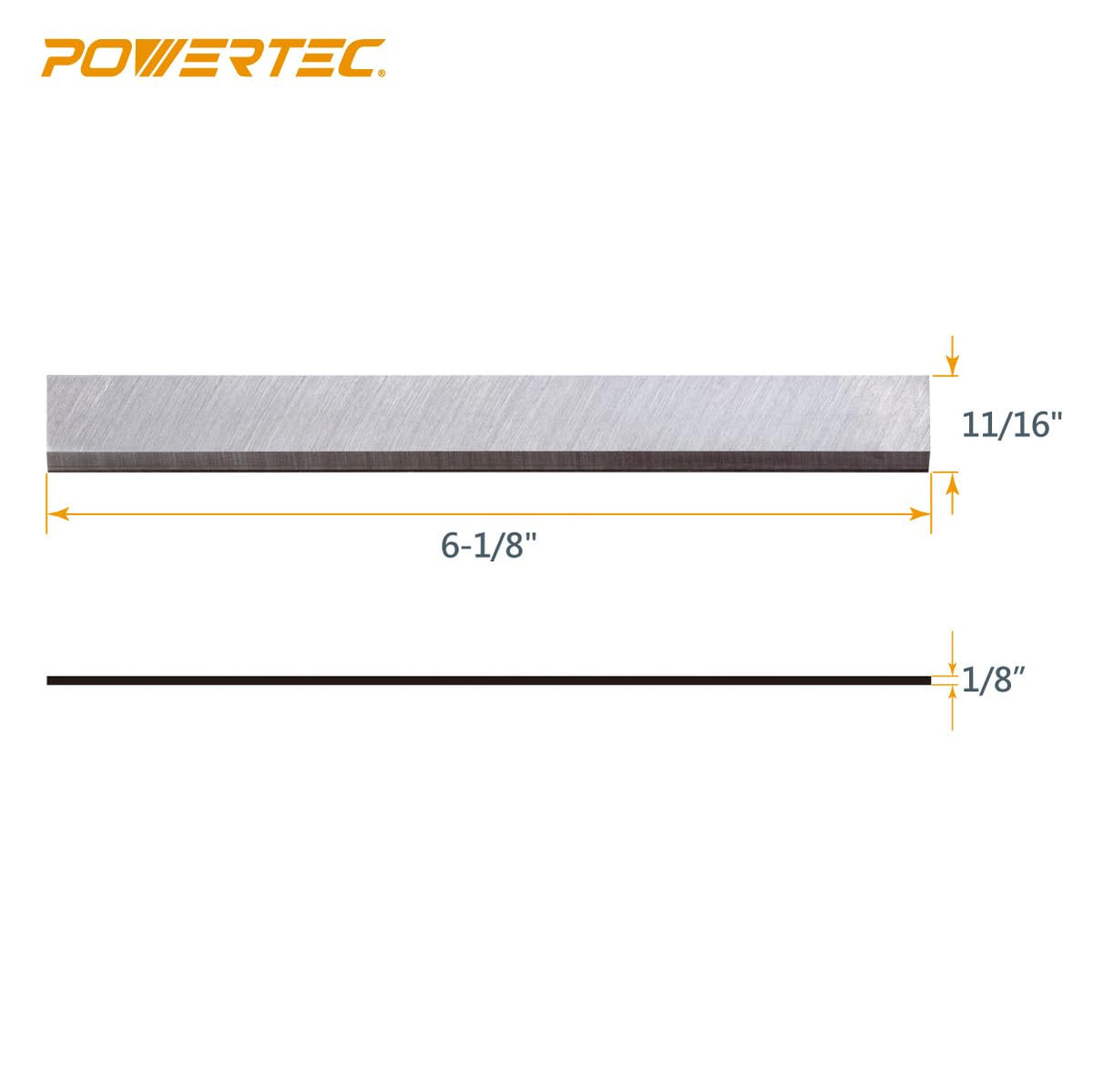 POWERTEC blades in package showing three knives and mounting holes