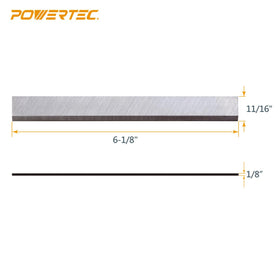 POWERTEC blades in package showing three knives and mounting holes