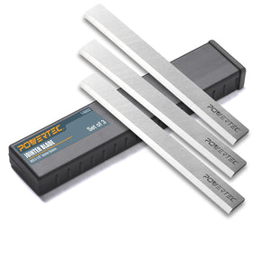 POWERTEC 6-1/8-inch jointer blades closeup showing sharp edge for precise cuts