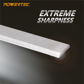 POWERTEC jointer blades RIDGID JP06000 compatibility closeup highlighting alignment holes