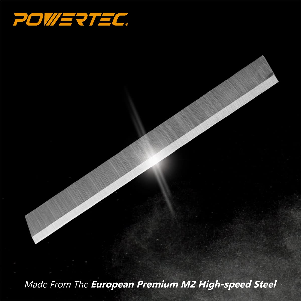 POWERTEC 6-inch jointer knives aligned on Delta 37-195 for fast, tear-out-free cuts.