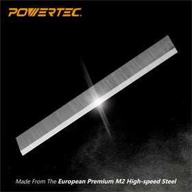 POWERTEC 6-inch jointer knives aligned on Delta 37-195 for fast, tear-out-free cuts.