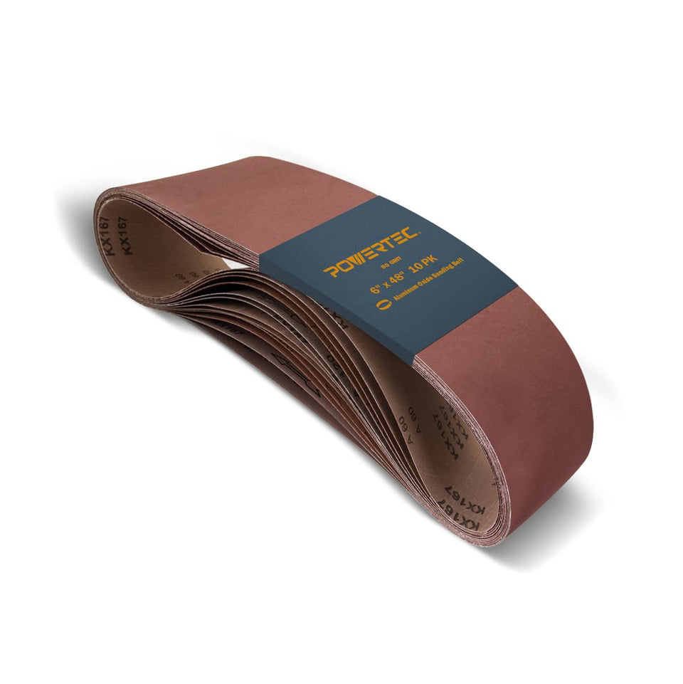 POWERTEC 6x48 sanding belt with 80 grit aluminum oxide for wood shaping