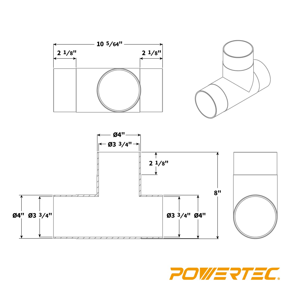 POWERTEC 70107V simplifies dust-collection system setup for two machines.