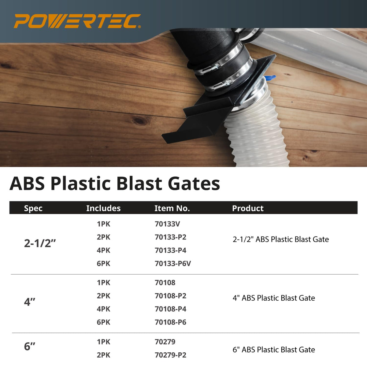 POWERTEC blast gate sliding groove focuses on smooth operation and reduced sticking