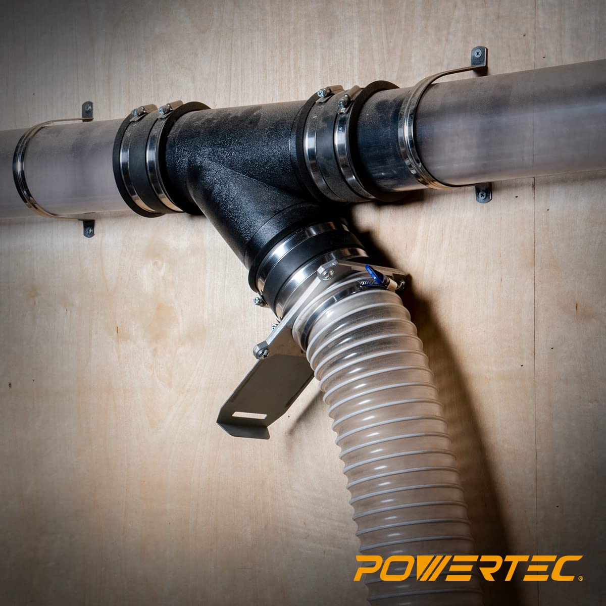 POWERTEC 70326 compatible with common dust collection systems setup