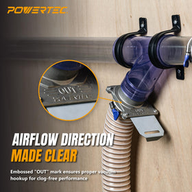 POWERTEC blast gate featuring a steel sliding gate for smooth operation