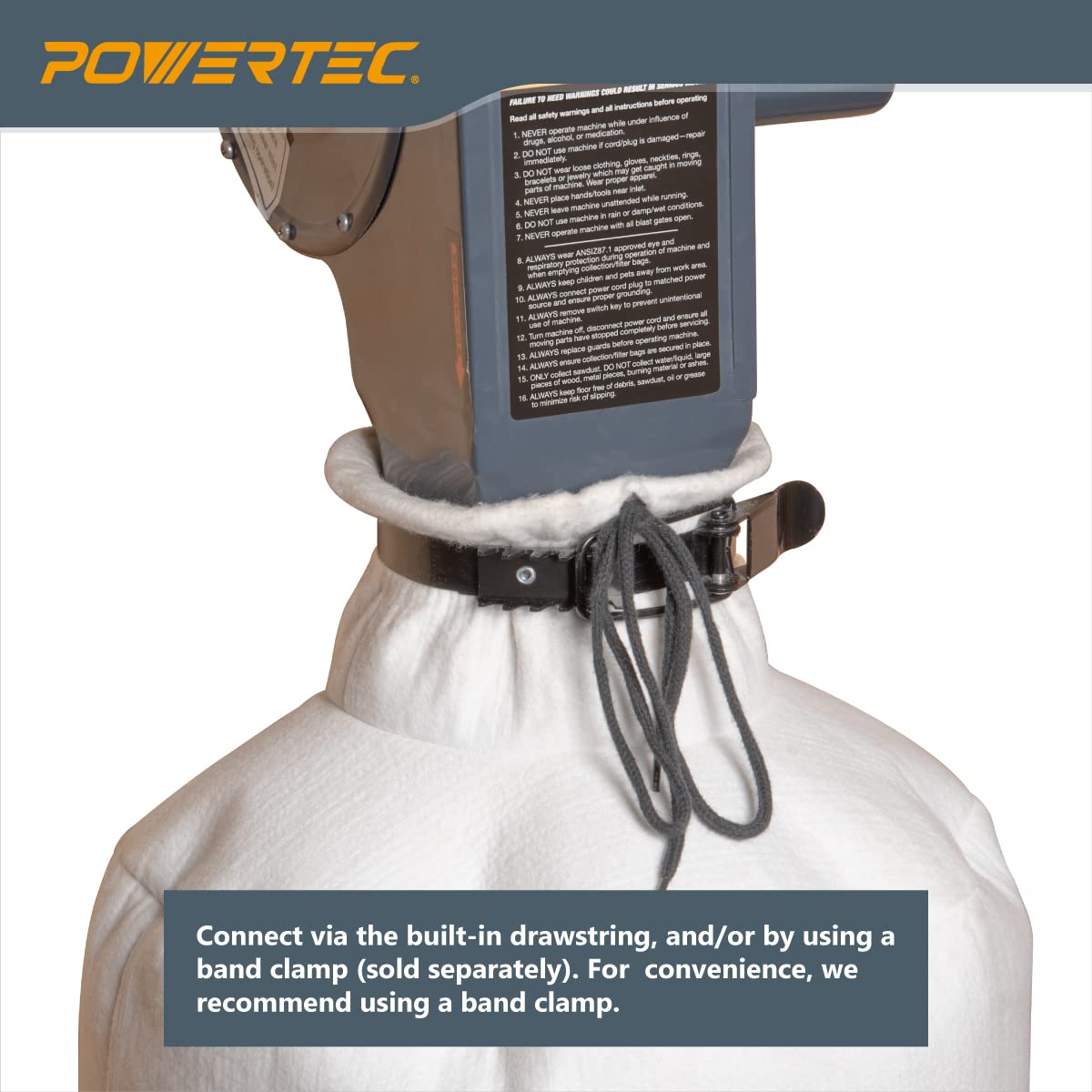 POWERTEC 70334 bottom zipper for easy, mess-free disposal