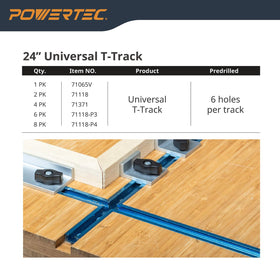 PowerTEC 71118 two-pack T-track ready for shop projects.