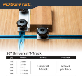 POWERTEC 71372V four-pack tracks support flexible workholding layouts