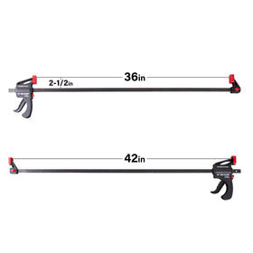 POWERTEC 36-inch reach with 2.5-inch throat supports medium-size assemblies.