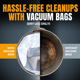 POWERTEC auto-close design helps contain dust during bag changes.